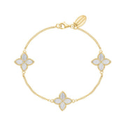 9ct Yellow Gold WHITE MOP Bloom Marquise Flower Bracelet