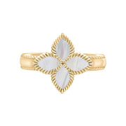 9ct Yellow Gold White Mother of Pearl Eden Marquise Flower Ring