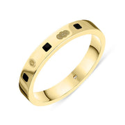9ct Yellow Gold Jet King's Coronation Hallmark Princess Cut 3mm Ring R1199_3