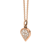 9ct Rose Gold Bauxite Flore Filigree Small Heart Necklace. P3629._2