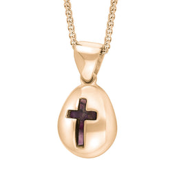 9ct Rose Gold Blue John Cross Pear Shape Necklace