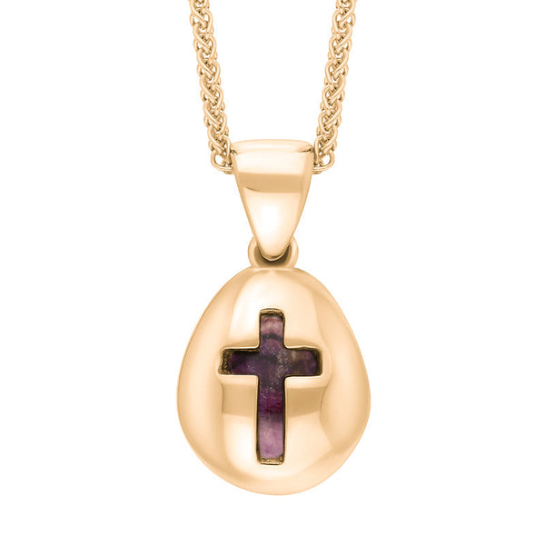 9ct Rose Gold Blue John Cross Pear Shape Necklace