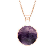 9ct Rose Gold Blue John Heritage Round Necklace. P018.