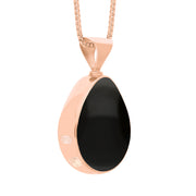 9ct Rose Gold Blue John Whitby Jet Hallmark Double Sided Pear-shaped Necklace