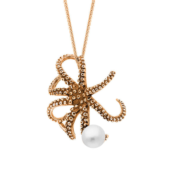 9ct Rose Gold Freshwater Pearl Bead Octopus Necklace