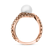 9ct Rose Gold Freshwater Pearl Bead Twist Tentacle Ring