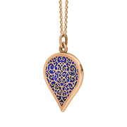 9ct Rose Gold Lapis Lazuli Flore Filigree Large Heart Necklace. P3631._2