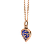 9ct Rose Gold Lapis Lazuli Flore Filigree Small Heart Necklace. P3629._2