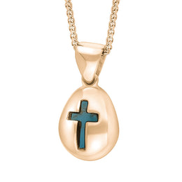 9ct Rose Gold Turquoise Cross Pear Shape Necklace
