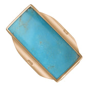 9ct Rose Gold Turquoise Hallmark Large Oblong Ring. R064_FH.