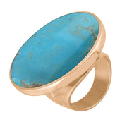 9ct Rose Gold Turquoise Hallmark Large Round Ring. R611_FH.