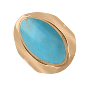 9ct Rose Gold Turquoise Hallmark Medium Oval Ring. R012_FH.