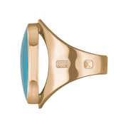 9ct Rose Gold Turquoise Hallmark Medium Oval Ring