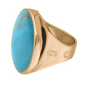 9ct Rose Gold Turquoise Hallmark Medium Round Ring