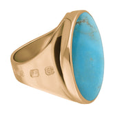 9ct Rose Gold Turquoise Hallmark Medium Round Ring