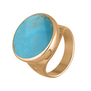 9ct Rose Gold Turquoise Hallmark Small Round Ring. R609_FH.