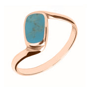 9ct Rose Gold Turquoise Oblong Twist Ring. R001.