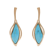9ct Rose Gold Turquoise Open Marquise Drop Earrings, E2437