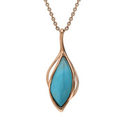 9ct Rose Gold Turquoise Open Marquise Shaped Necklace, P3370