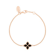 9ct Rose Gold Whitby Jet Bloom Flower Ball Edge Bracelet, B1273
