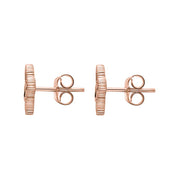9ct Rose Gold Whitby Jet Eden Marquise Flower Stud Earrings