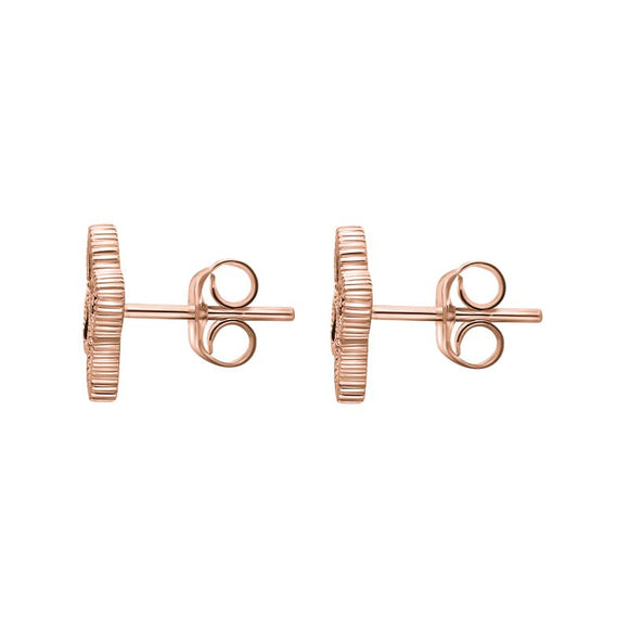 9ct Rose Gold Whitby Jet Eden Marquise Flower Stud Earrings