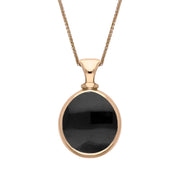 9ct Rose Gold Whitby Jet Blue John Small Double Sided Pear Fob Necklace, P220_2.