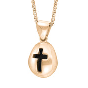 9ct Rose Gold Whitby Jet Cross Pear Shape Necklace