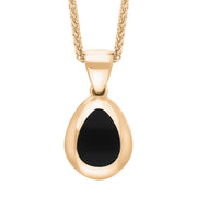 9ct Rose Gold Whitby Jet Cross Pear Shape Necklace