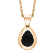 9ct Rose Gold Whitby Jet Cross Pear Shape Necklace