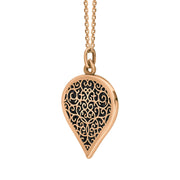 9ct Rose Gold Whitby Jet Flore Filigree Large Heart Necklace. P3631._2