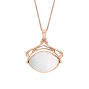 9ct Rose Gold Whitby Jet Mother Of Pearl Marquise Swivel Fob Necklace, P115_10.