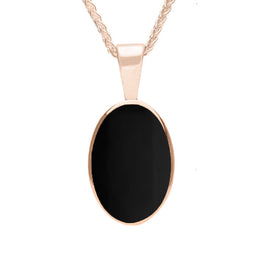 9ct Rose Gold Whitby Jet Oval Necklace. P019. 