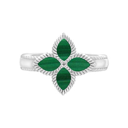 9ct White Gold Malachite Eden Marquise Flower Ring