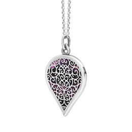 9ct White Gold Blue John Flore Filigree Large Heart Necklace. P3631._2