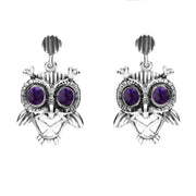9ct White Gold Blue John Owl Stud Earrings E2329