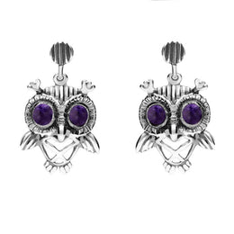 9ct White Gold Blue John Owl Stud Earrings E2329