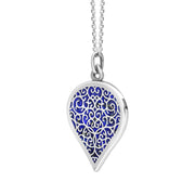 9ct White Gold Lapis Lazuli Flore Filigree Large Heart Necklace. P3631._2