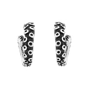 9ct White Gold Tentacle Curl Stud Earrings, E2461