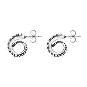 9ct White Gold Tentacle Curl Stud Earrings