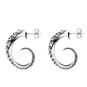 9ct White Gold Tentacle Hoop Earrings