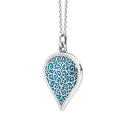 9ct White Gold Turquoise Flore Filigree Large Heart Necklace. P3631._2