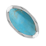 9ct White Gold Turquoise Hallmark Large Oval Ring. R013_FH.