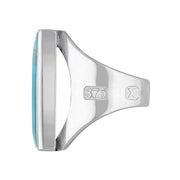 9ct White Gold Turquoise Hallmark Medium Square Ring