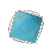 9ct White Gold Turquoise Hallmark Small Rhombus Ring. R606_FH.