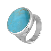 9ct White Gold Turquoise Hallmark Small Round Ring. R609_FH.