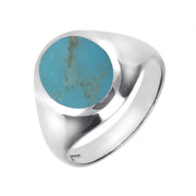 9ct White Gold Turquoise Medium Oval Signet Ring. R189.