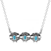 9ct White Gold Turquoise Three Sheep Necklace, N1139.