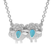 9ct White Gold Turquoise Two Large Sheep Necklace, N1140.