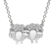 9ct White Gold Two Large Sheep Necklace, N1138.